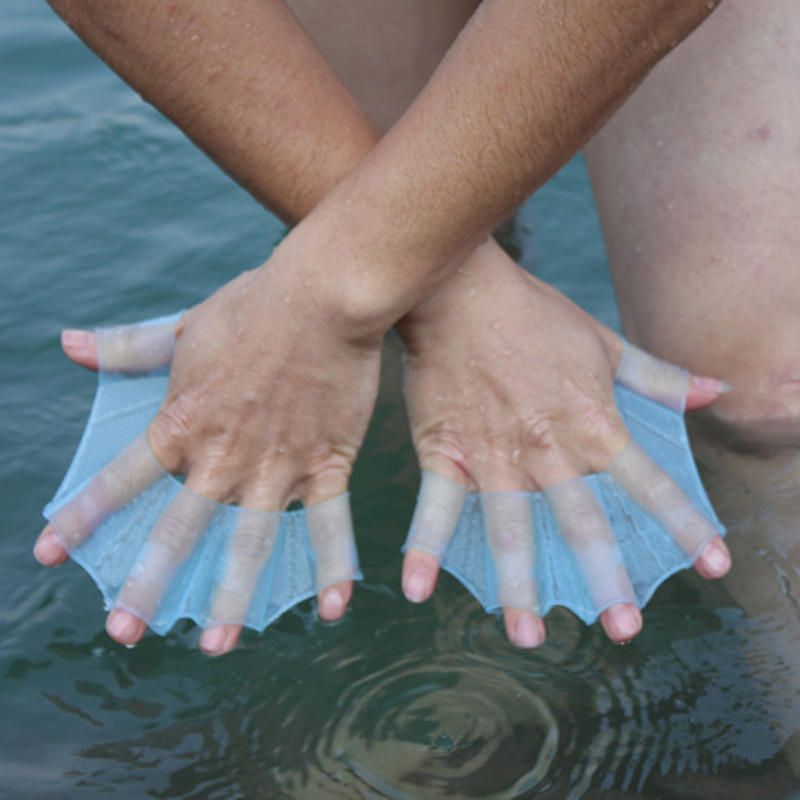 1 Pair Frog Type Silicone Girdles Swimming Hand Fins Palm