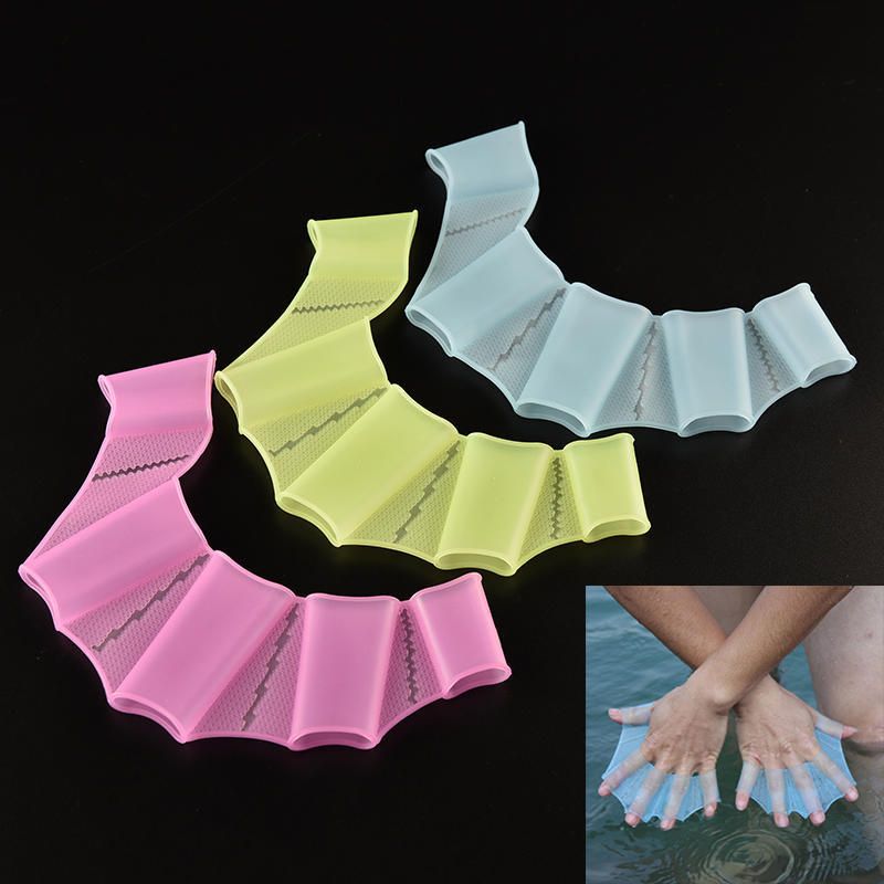 1 Pair Frog Type Silicone Girdles Swimming Hand Fins Palm