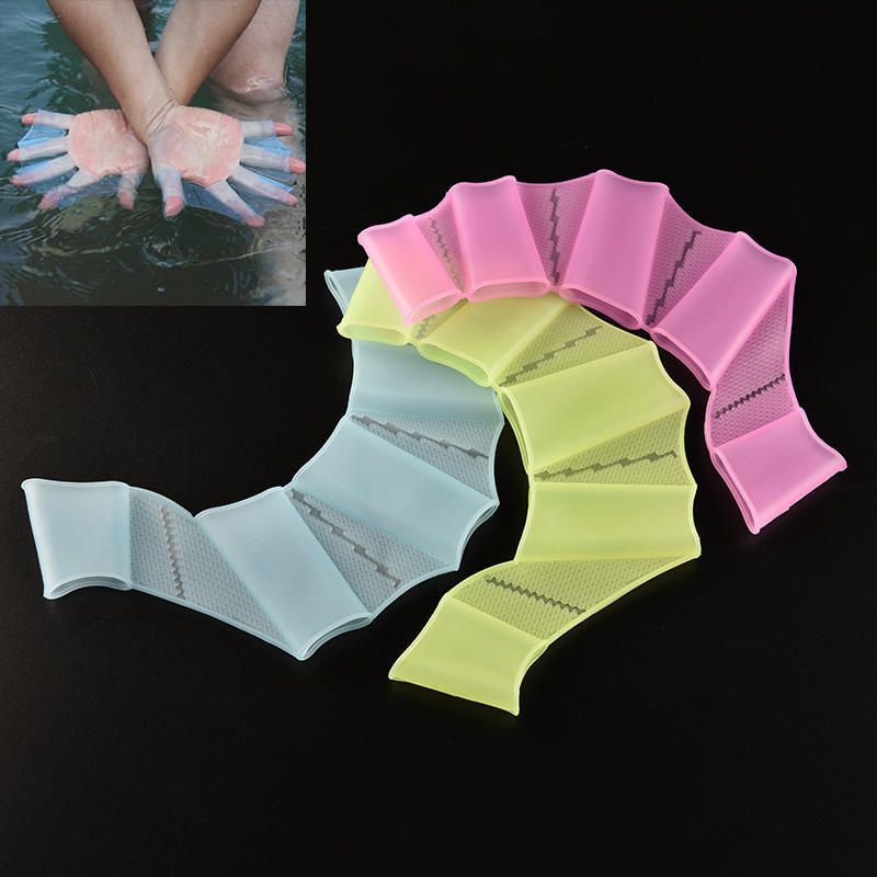 1 Pair Frog Type Silicone Girdles Swimming Hand Fins Palm