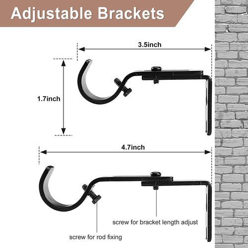 Black Curtain Rods For Windows 66 To 132\u201D- 1 Inch Heavy