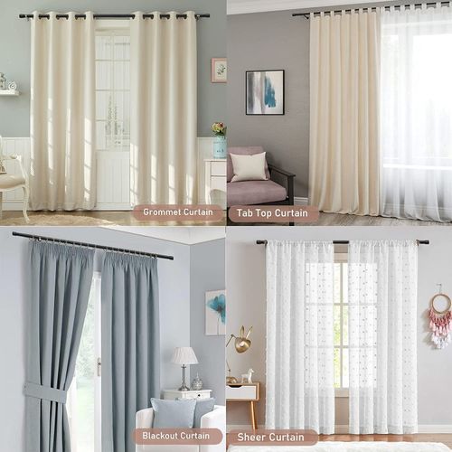 Black Curtain Rods For Windows 66 To 132\u201D- 1 Inch Heavy