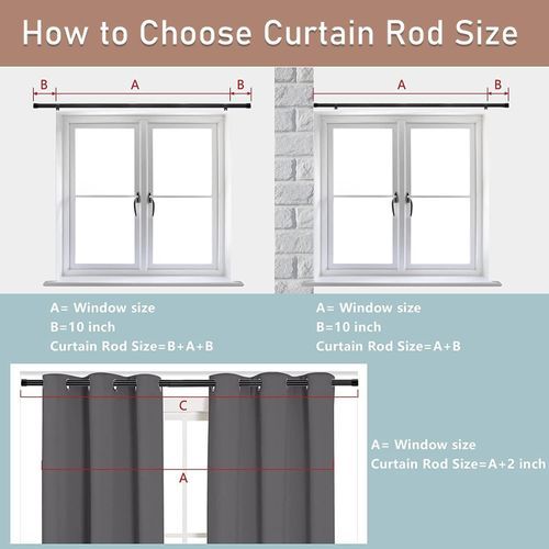 Black Curtain Rods For Windows 66 To 132\u201D- 1 Inch Heavy