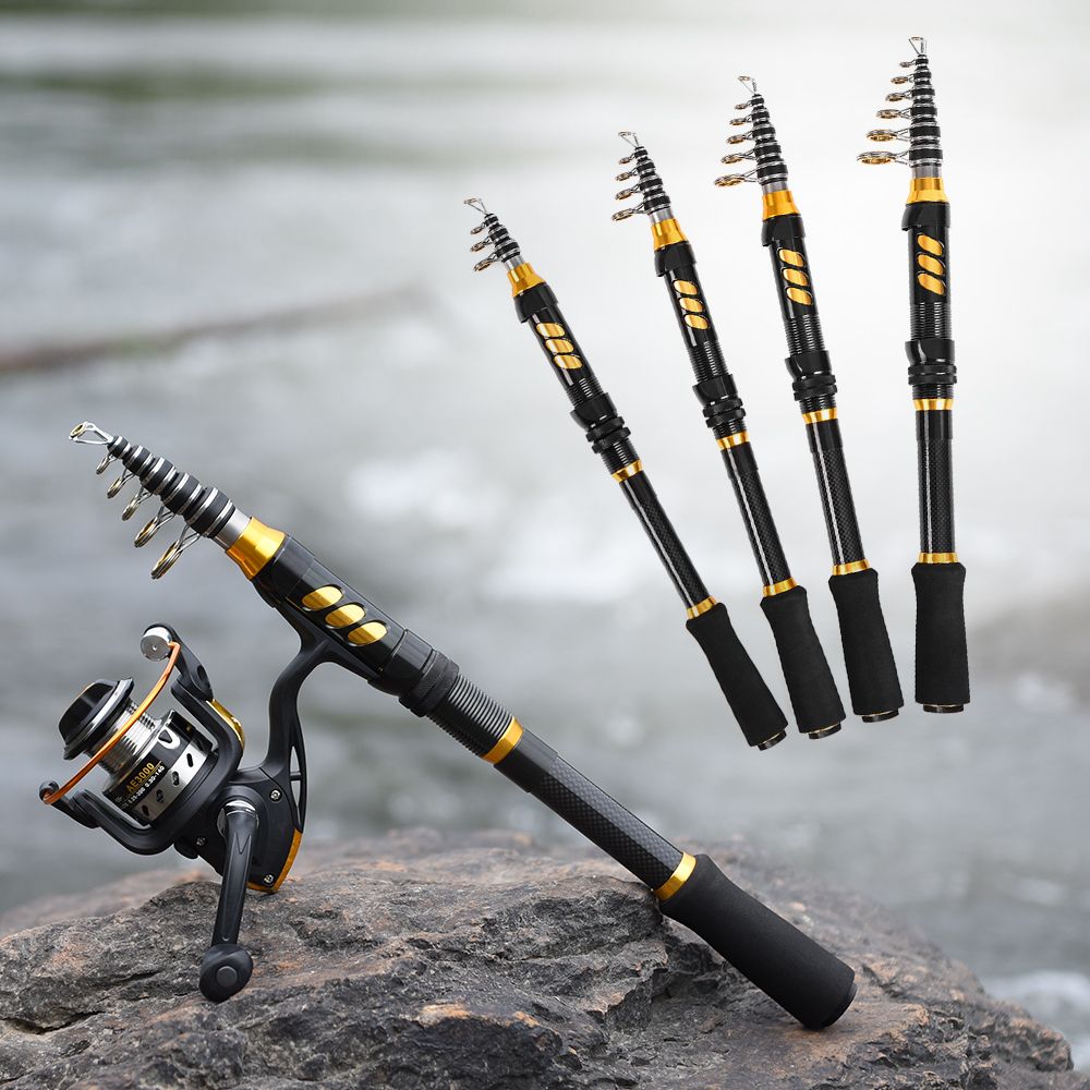 Telescopic Fishing Rod And Reel Combo Full Kit Spinning