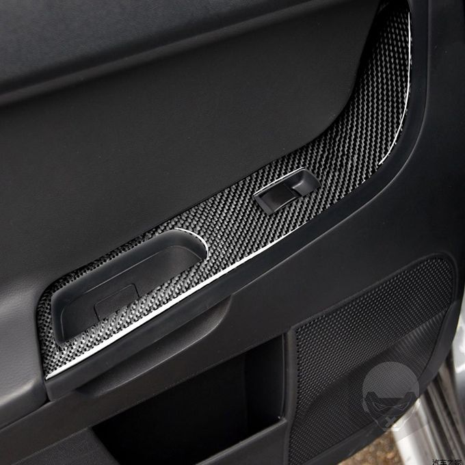 7Pcs Carbon Fiber Window Lift Panel Trim Lock Frame Covers-