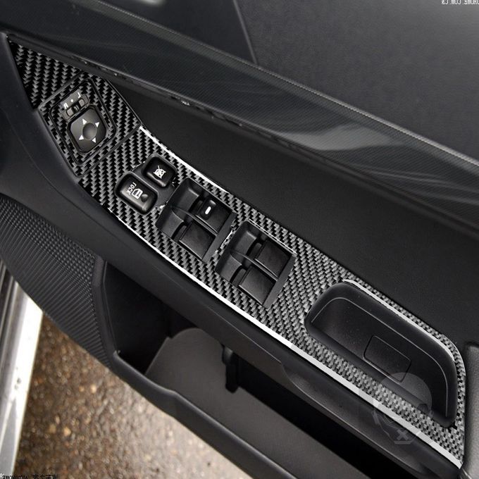 7Pcs Carbon Fiber Window Lift Panel Trim Lock Frame Covers-