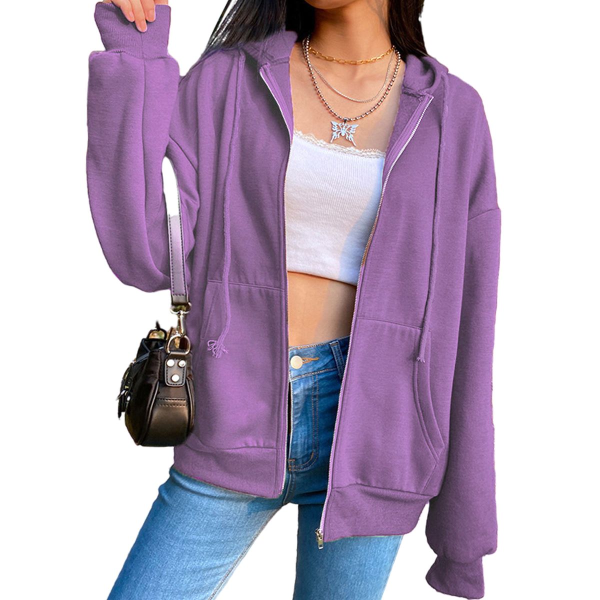 Womens Hoodie Jacket Fashion Lightweight  2XL