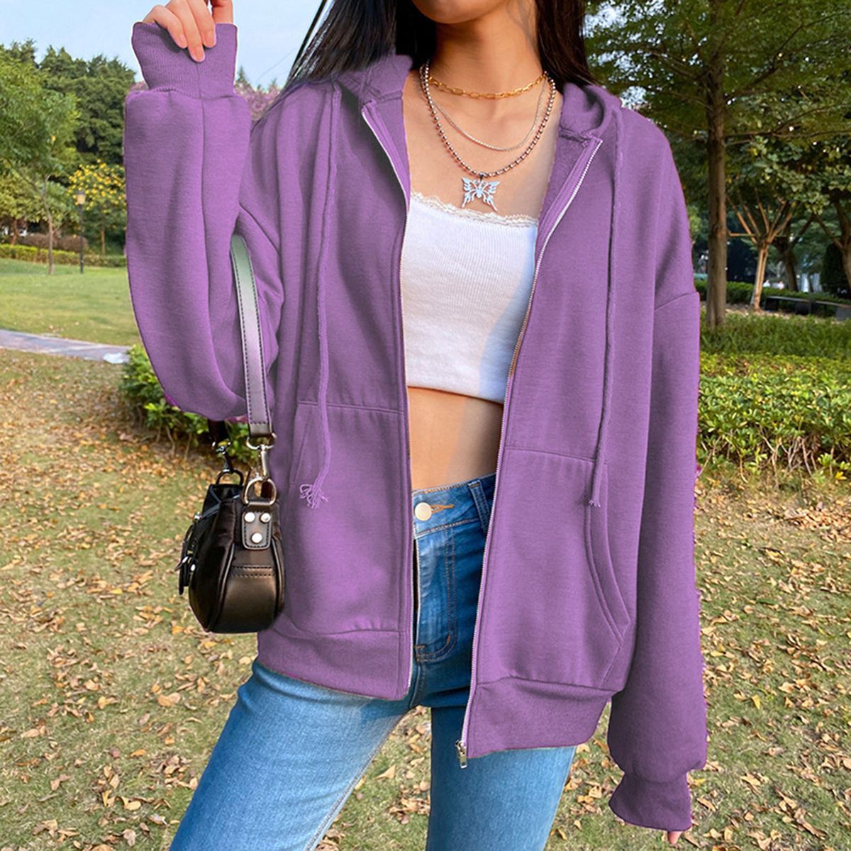 Womens Hoodie Jacket Fashion Lightweight  2XL