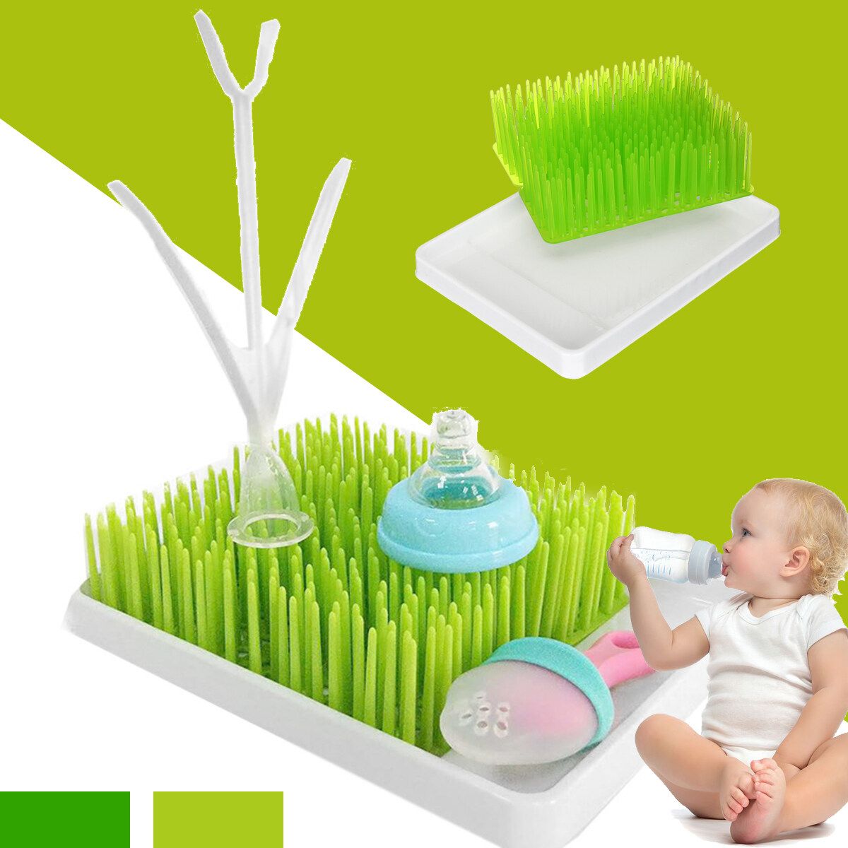 Infant Baby Bottle Feeding Holder Drying Rack Grass Countertop Plastic Type 3