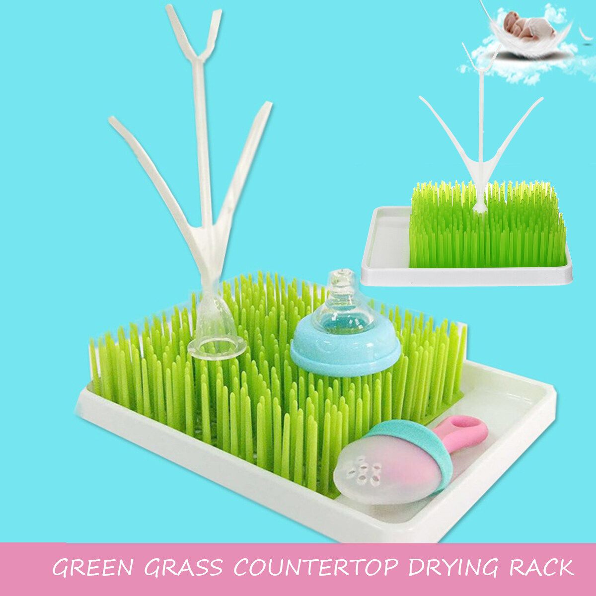 Infant Baby Bottle Feeding Holder Drying Rack Grass Countertop Plastic Type 3