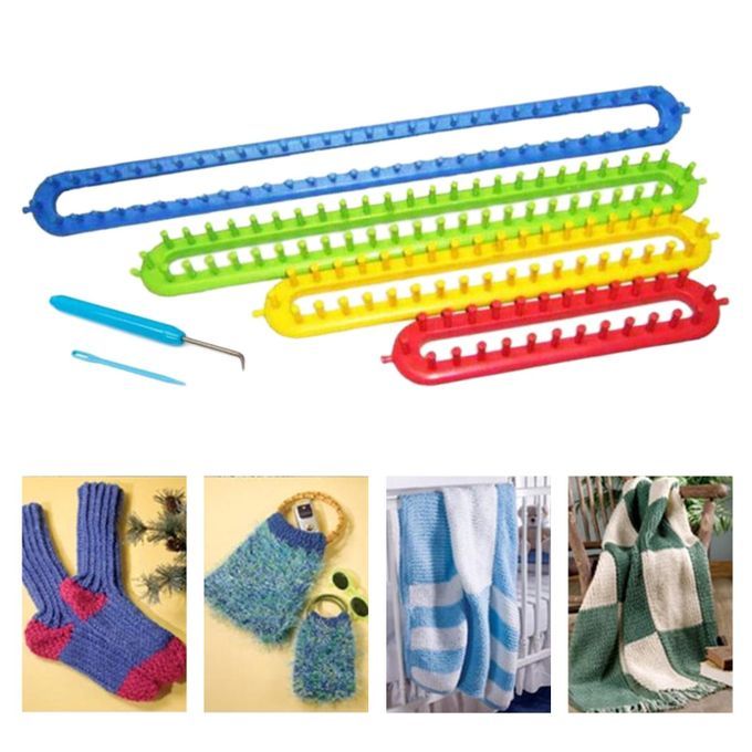 Long Ring Knitting Loom Set With Crochet Hook And Plastic Craft