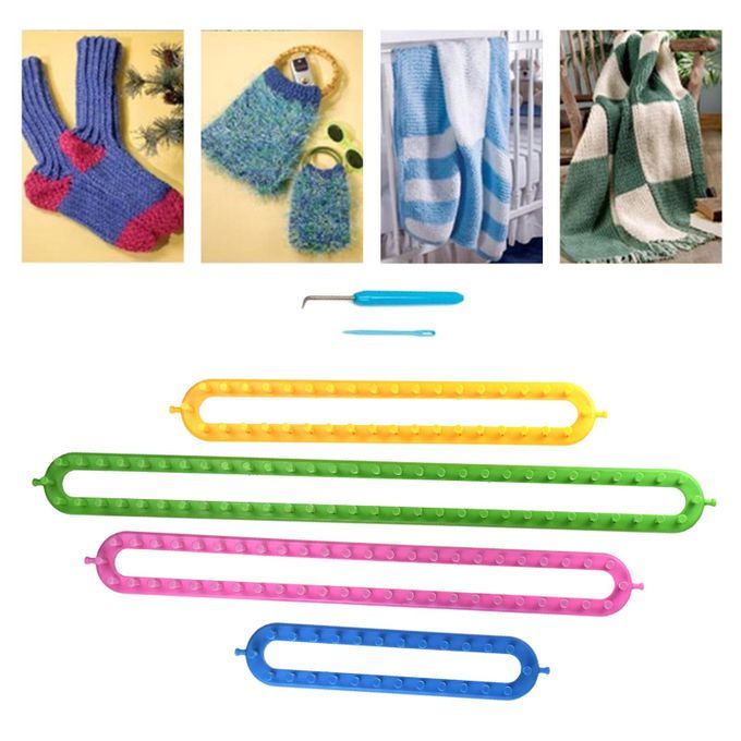 Long Ring Knitting Loom Set With Crochet Hook And Plastic Craft