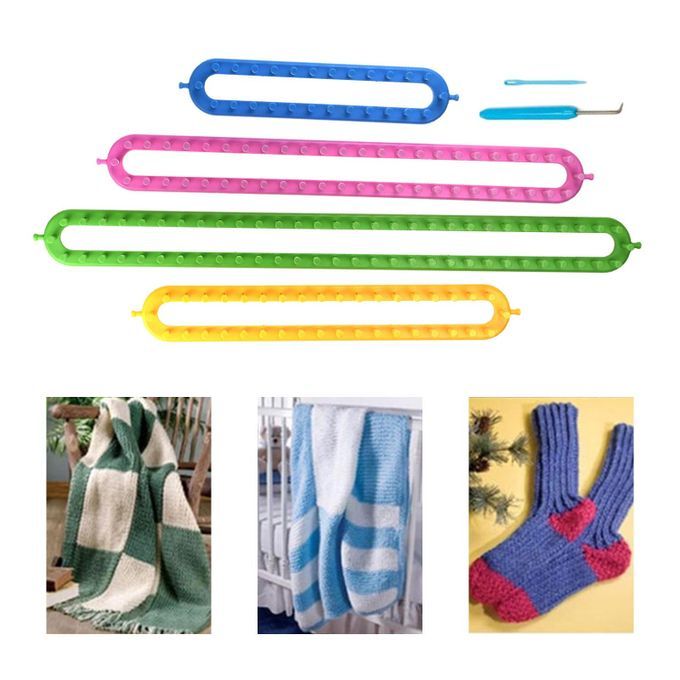 Long Ring Knitting Loom Set With Crochet Hook And Plastic Craft