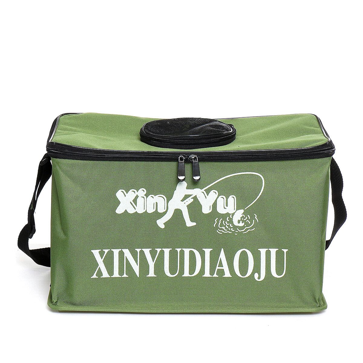 (40*25*26cm-GREEN/BLUE) Thickened-Canvas Waterproof Portable Foldable Bucket Folding Tank Live Fish Bait Storage Box Water Basin For Camping Green