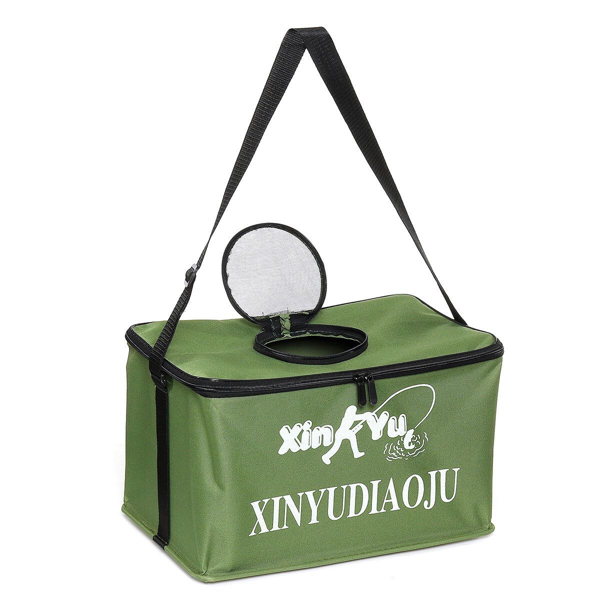 (40*25*26cm-GREEN/BLUE) Thickened-Canvas Waterproof Portable Foldable Bucket Folding Tank Live Fish Bait Storage Box Water Basin For Camping Green