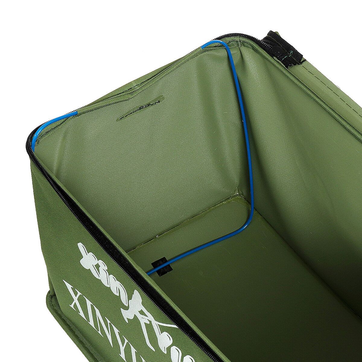 (40*25*26cm-GREEN/BLUE) Thickened-Canvas Waterproof Portable Foldable Bucket Folding Tank Live Fish Bait Storage Box Water Basin For Camping Green
