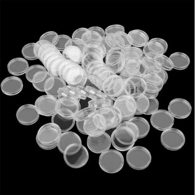 3x100pcs Clear Round Plastic Coin  Container Storage Holder