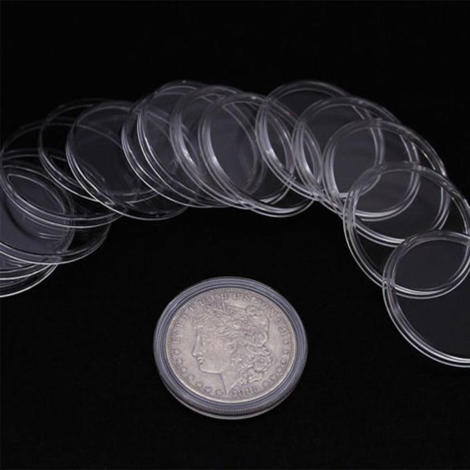 3x100pcs Clear Round Plastic Coin  Container Storage Holder