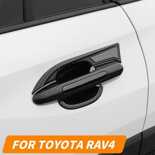 ABS Carbon Fiber Exterior Door Handle Stickers, Door Bowl Handle Cover Trim Stickers For Toyota RAV4 Refit 20 21 Car Accessories