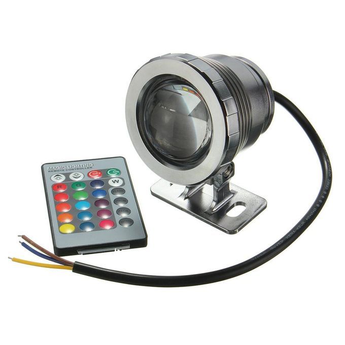Waterproof 10W RGB LED Light Fountain Pool Pond Spotlight Underwater Silver