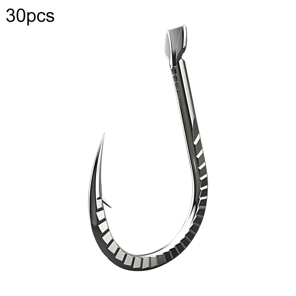 30PcsSet Fishing Hooks High Hardness Silver Carp Barbed Hooks