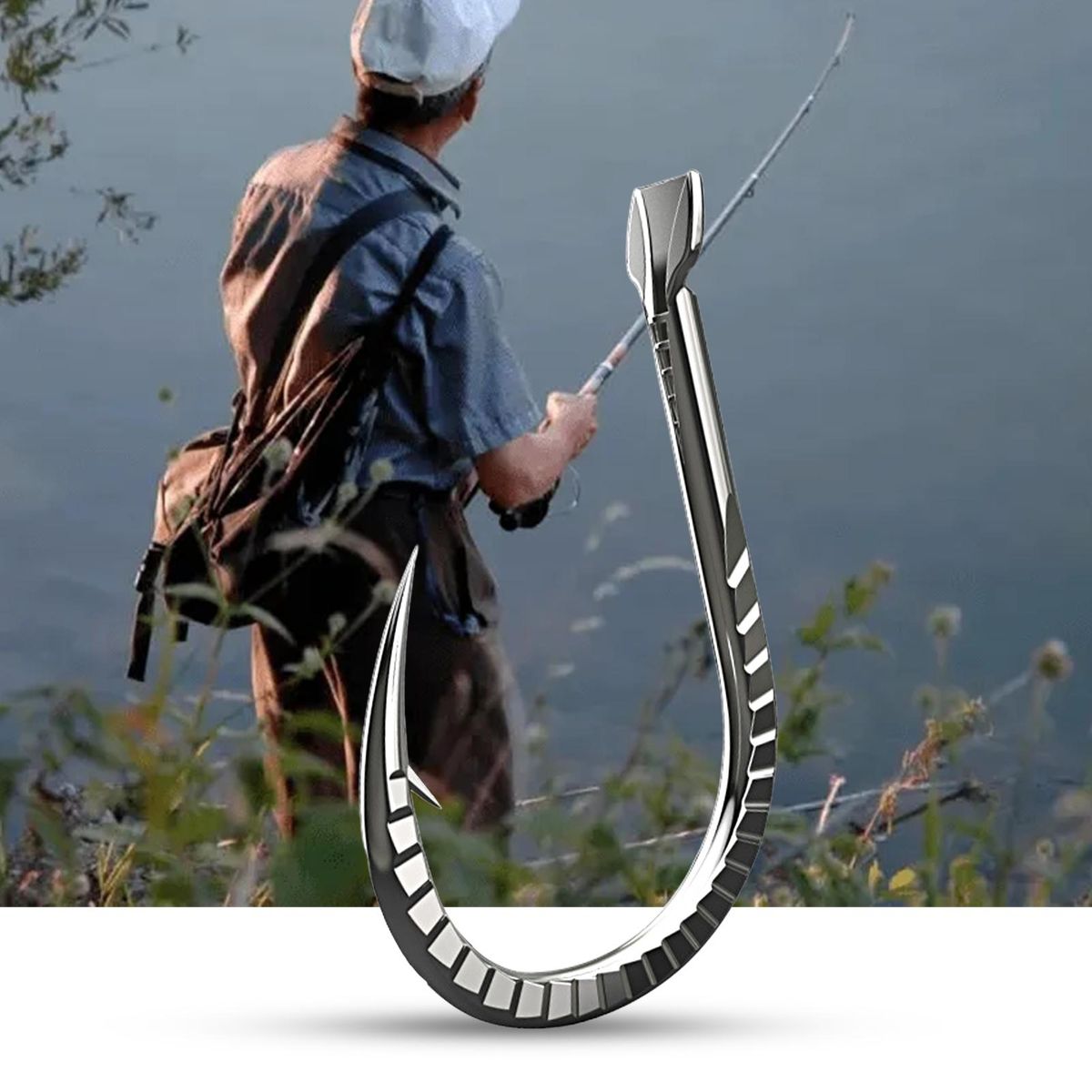 30PcsSet Fishing Hooks High Hardness Silver Carp Barbed Hooks