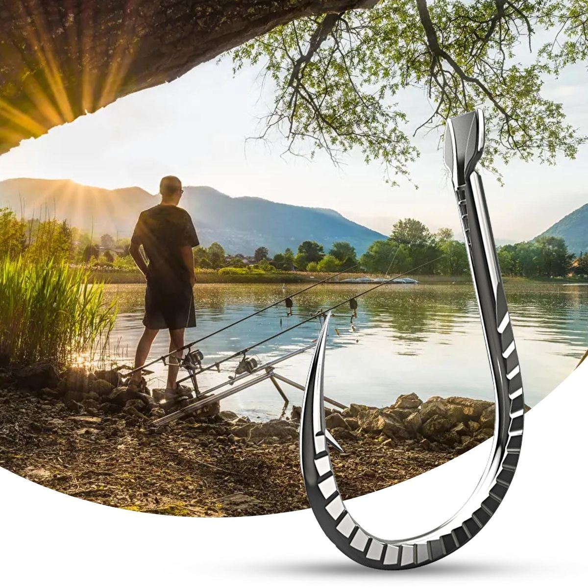 30PcsSet Fishing Hooks High Hardness Silver Carp Barbed Hooks