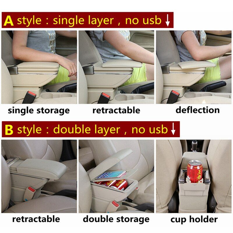 Car Arm Rest Storage Box For Toyota Yaris Vitz 1998-2005