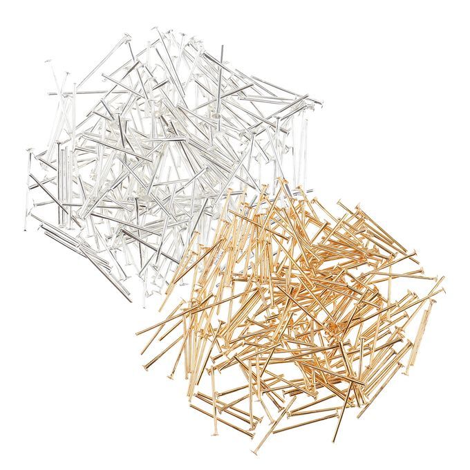 400pcs Jewelry Design Repair Needles Silver Gold Plated Flat Head Pins