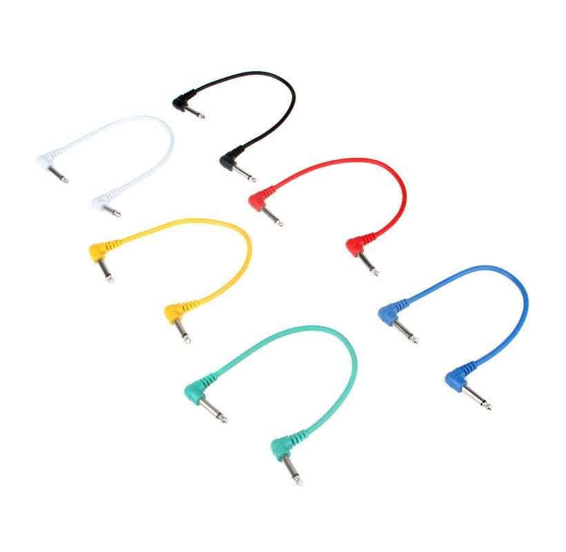 Set of 6pcs Colorful Guitar Patch Cables Angled for Guitar Effect Pedals