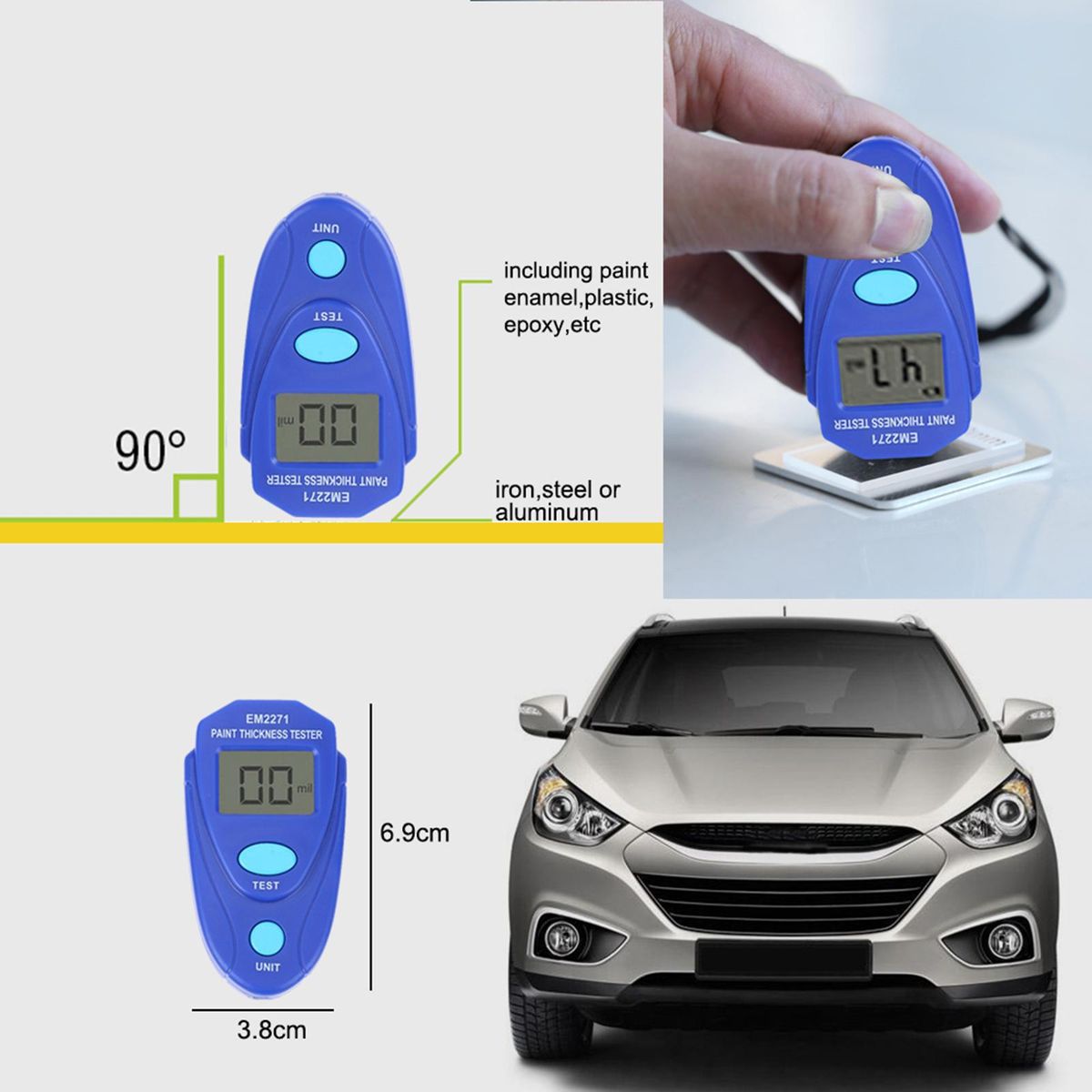 Digital Coating  Thickness Gauge  Meter Portable Probe Blue