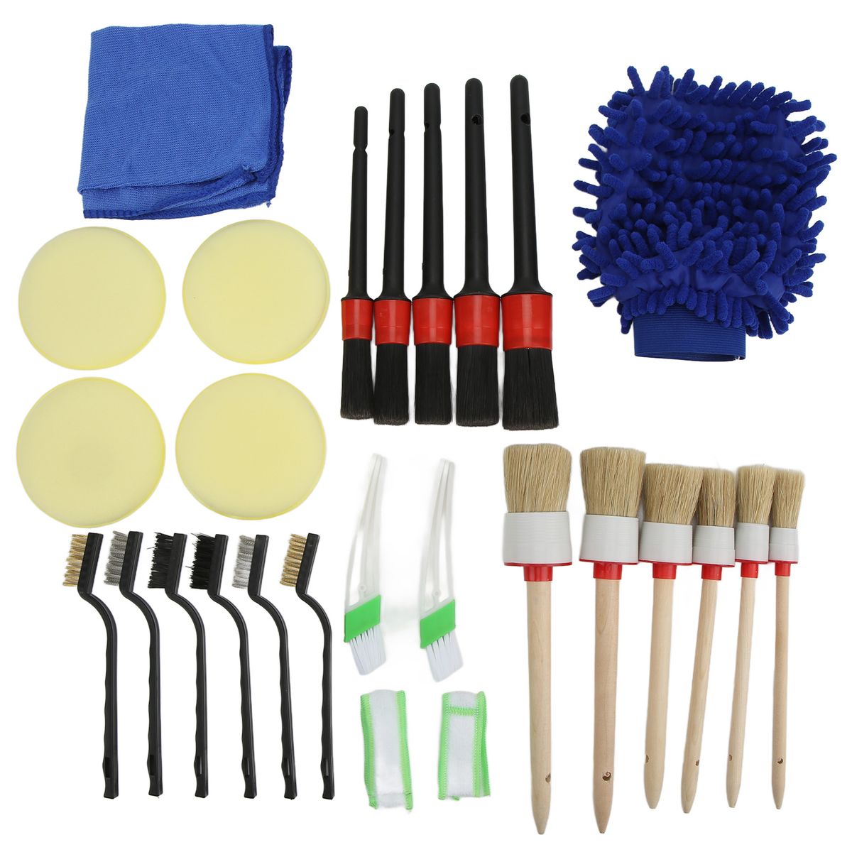 Car Detailing Brushes Set High Density Bristles Strength