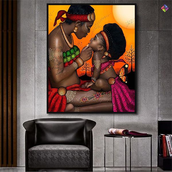 Quality Framed African Mother And Child Artwork Painting