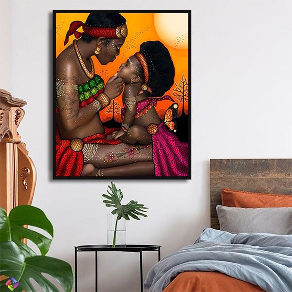 Quality Framed African Mother And Child Artwork Painting