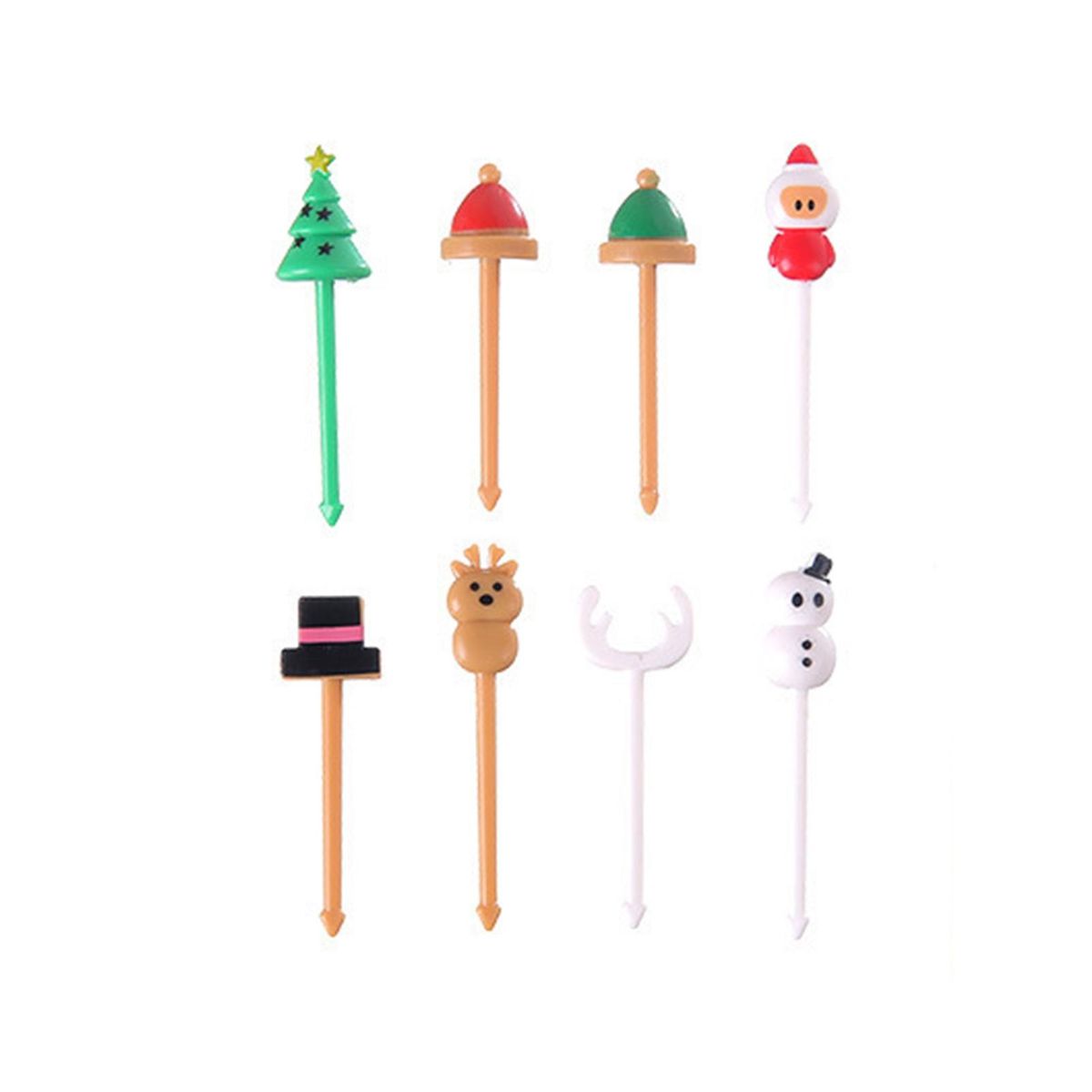 Lunchbox Fruit Garnish 8pcs Festive Fruit Picks Adorable for Christmas Mix Color
