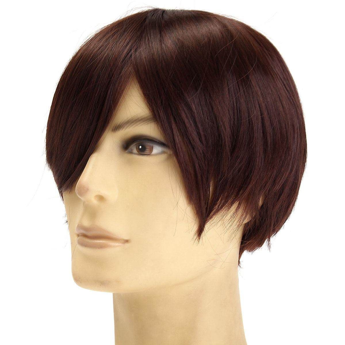 Fashion Men Handsome Short Hair Korean Boys Male Wig Full Wig Cosplay Party Dark Brown Dark Brown