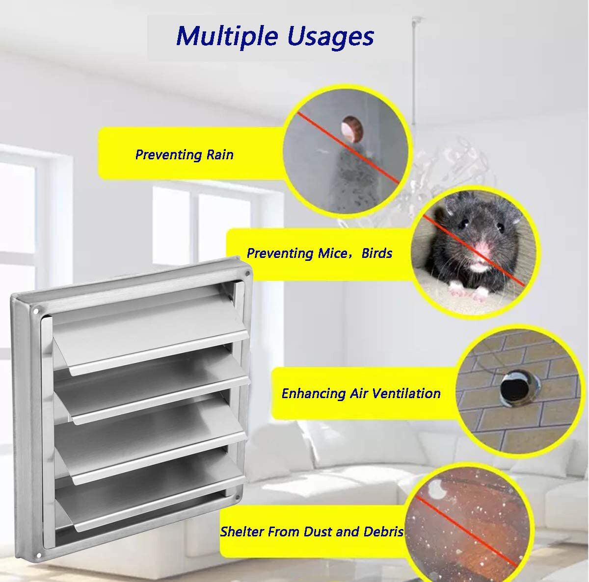 100mm Wall Air Vent Duct Grill Exhaust Cover Outlet Tumble Dryer Pipes Hoses Bathroom Vents