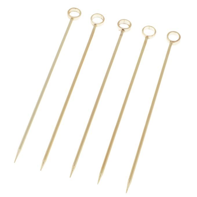 5pcs Cocktail Sticks Food Fruit Fork Picks Stick Drink Circle -Gold