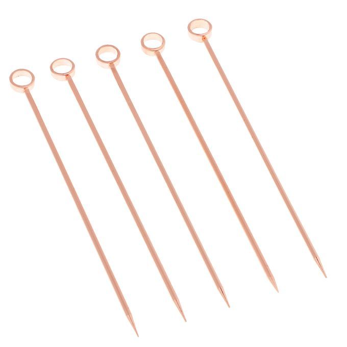5pcs Stainless Steel Cocktail Fruit Sticks Bar Circle-Rose Gold