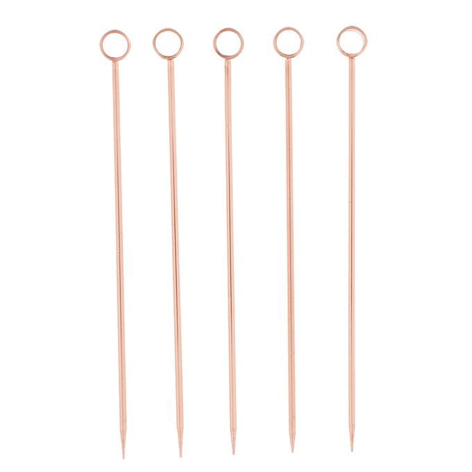 5pcs Stainless Steel Cocktail Fruit Sticks Bar Circle-Rose Gold