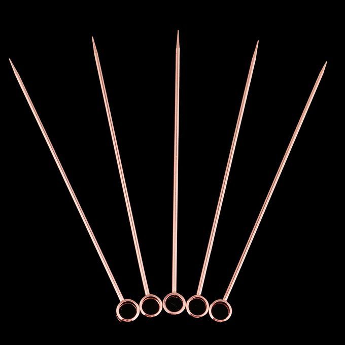 5pcs Stainless Steel Cocktail Fruit Sticks Bar Circle-Rose Gold