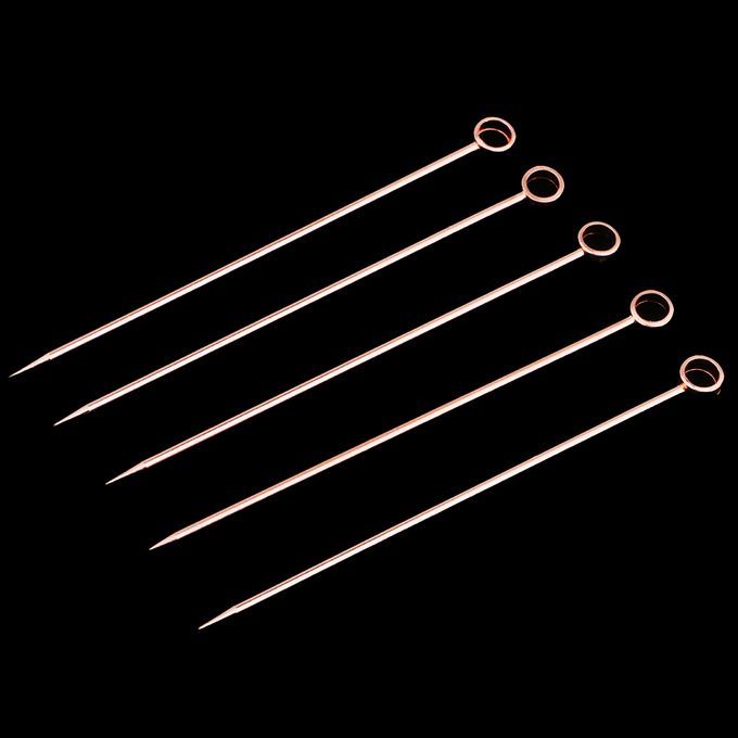 5pcs Stainless Steel Cocktail Fruit Sticks Bar Circle-Rose Gold