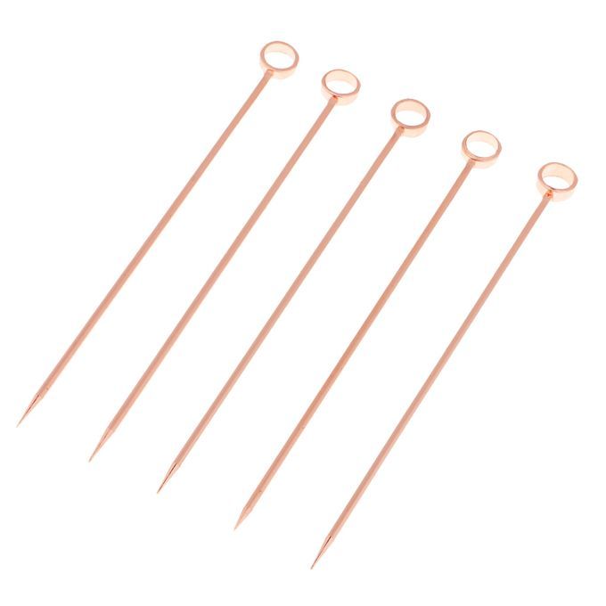 5pcs Stainless Steel Cocktail Fruit Sticks Bar Circle-Rose Gold