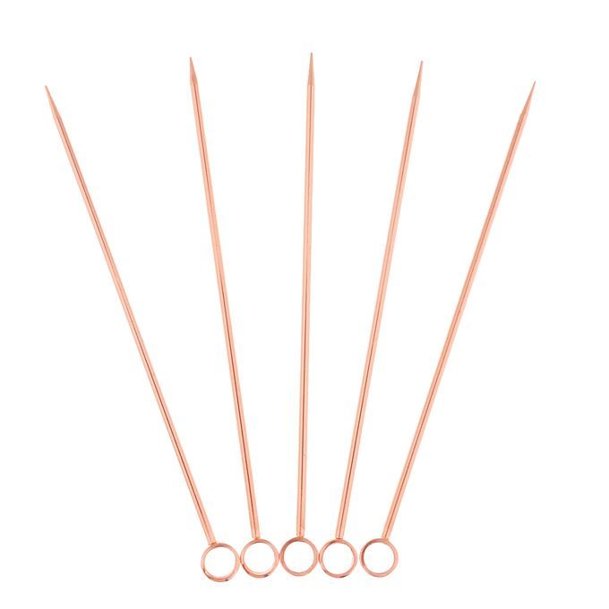 5pcs Stainless Steel Cocktail Fruit Sticks Bar Circle-Rose Gold