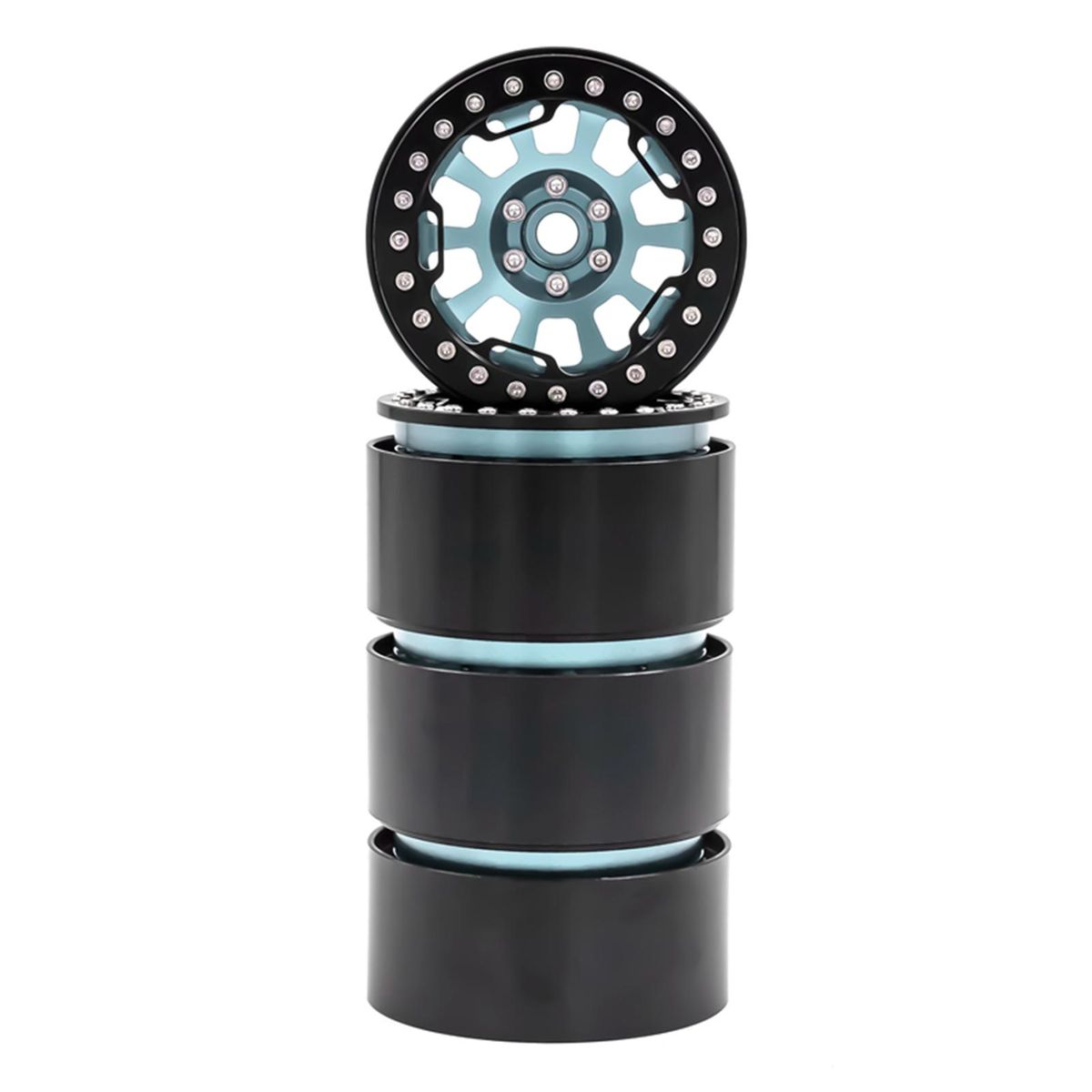 Aluminum Alloy Wheel Rim Beadlock 2.2in Wheel Rims Hub 4pcs Replacement for 1/10 1/8 TRX4 90046 90047 RR10 RC Car