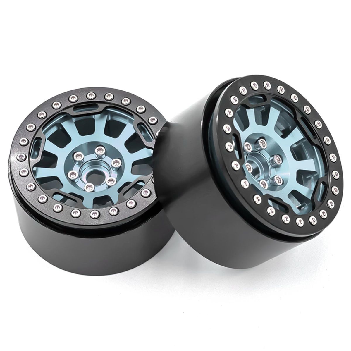 Aluminum Alloy Wheel Rim Beadlock 2.2in Wheel Rims Hub 4pcs Replacement for 1/10 1/8 TRX4 90046 90047 RR10 RC Car