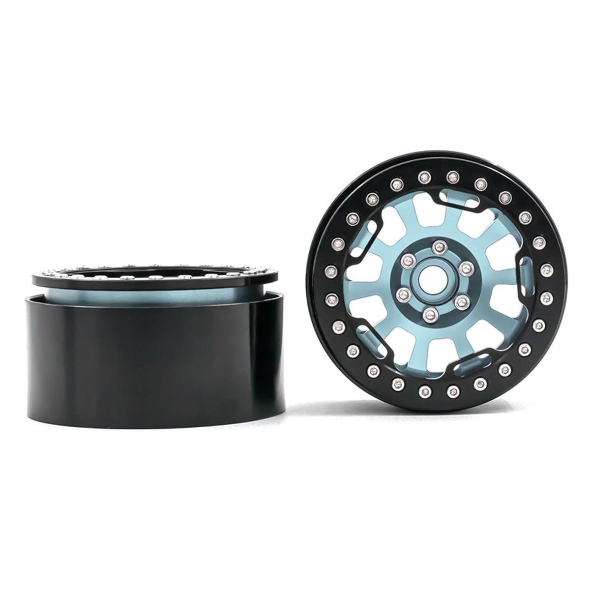 Aluminum Alloy Wheel Rim Beadlock 2.2in Wheel Rims Hub 4pcs Replacement for 1/10 1/8 TRX4 90046 90047 RR10 RC Car