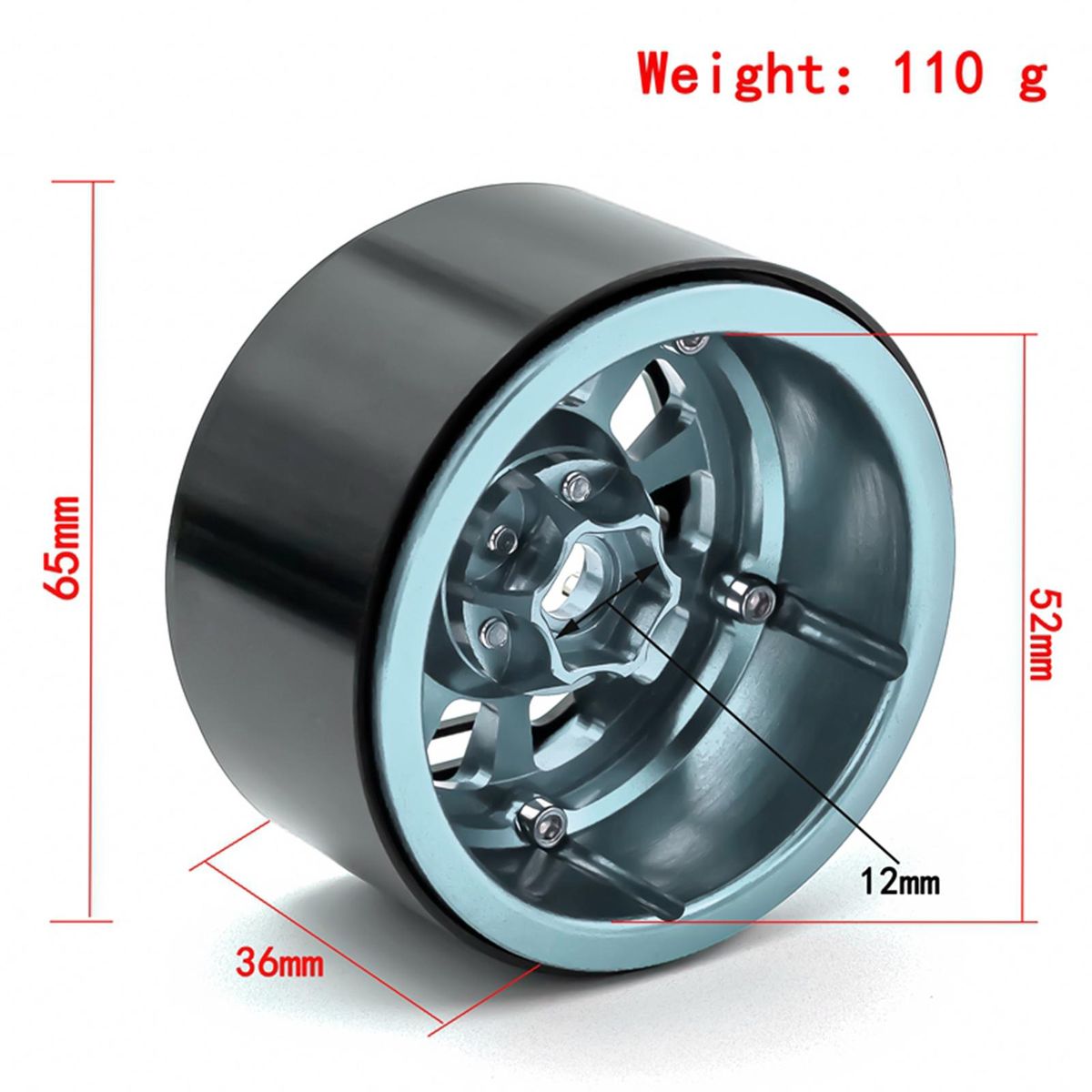 Aluminum Alloy Wheel Rim Beadlock 2.2in Wheel Rims Hub 4pcs Replacement for 1/10 1/8 TRX4 90046 90047 RR10 RC Car