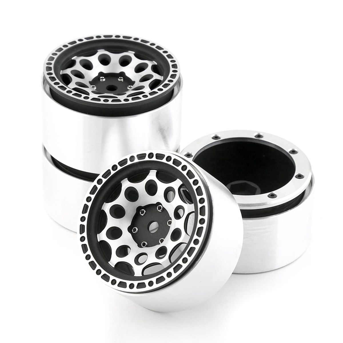 Aluminum Alloy Wheel Rim Beadlock Wheel Rims Hub 4pcs 2.2inch 65*35mm  Replacement for TRAX4 SCX10 D90 90046 RBX10 YIKONG 4102 4103 4082 CC01 REDCAT RC4WD Remote Control Car