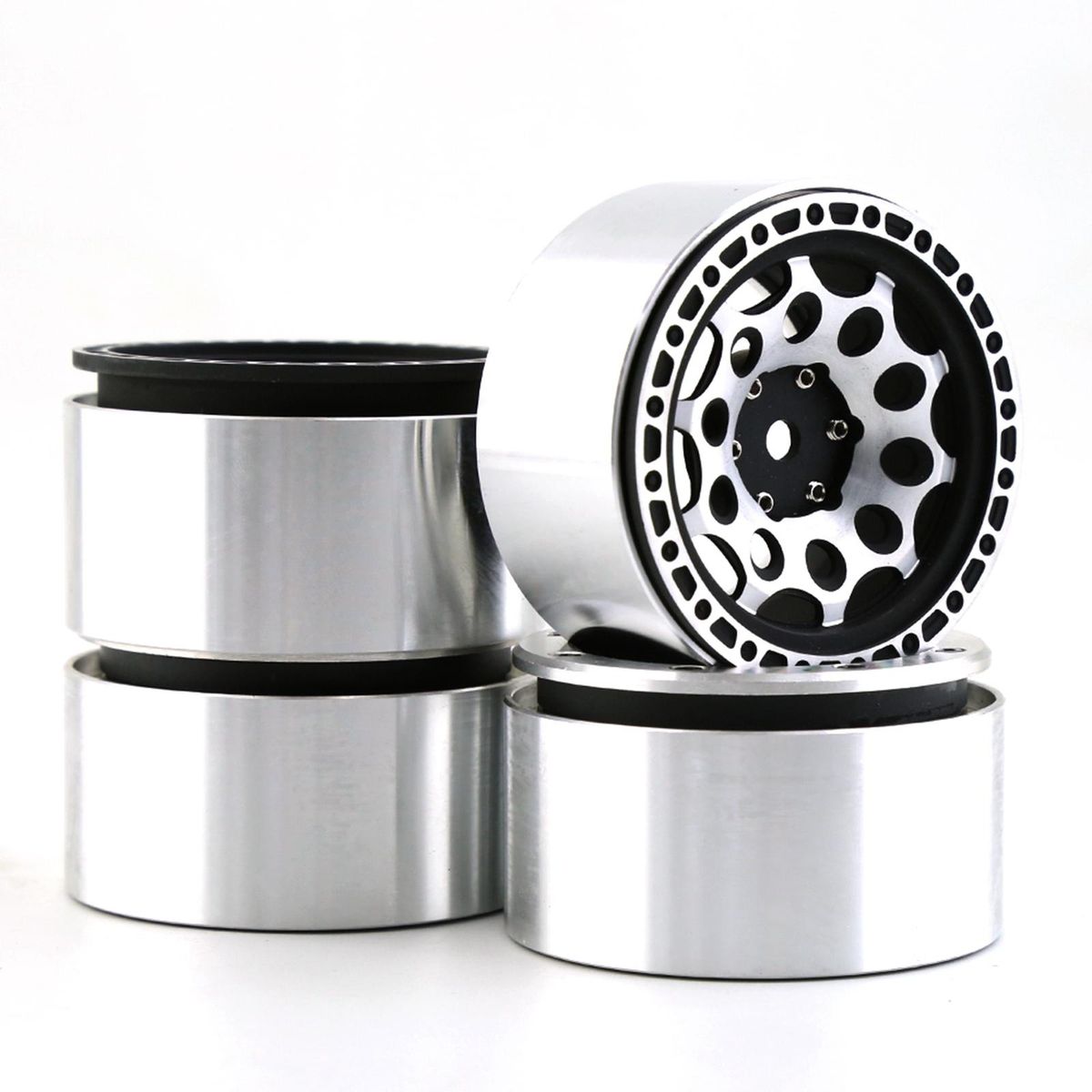 Aluminum Alloy Wheel Rim Beadlock Wheel Rims Hub 4pcs 2.2inch 65*35mm  Replacement for TRAX4 SCX10 D90 90046 RBX10 YIKONG 4102 4103 4082 CC01 REDCAT RC4WD Remote Control Car