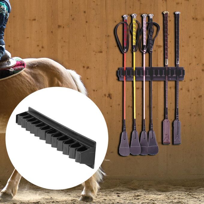Horse Stables Riding  Rack Holder Holds Up To 12 Whips Black